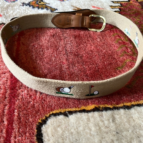 Zep-pro Golf weave belt with tan leather and brass hardware. Made in USA size 38 - Picture 4 of 7